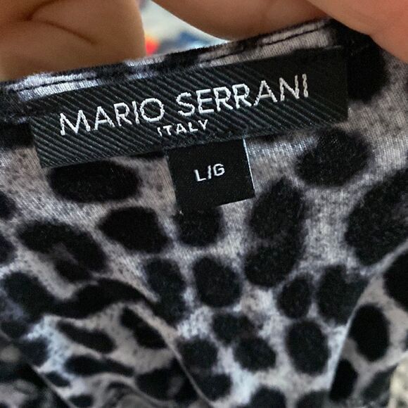 Mario Serrani Italy Grey Black Leopard Slinky Jersey Blouse - Picture 8 of 9